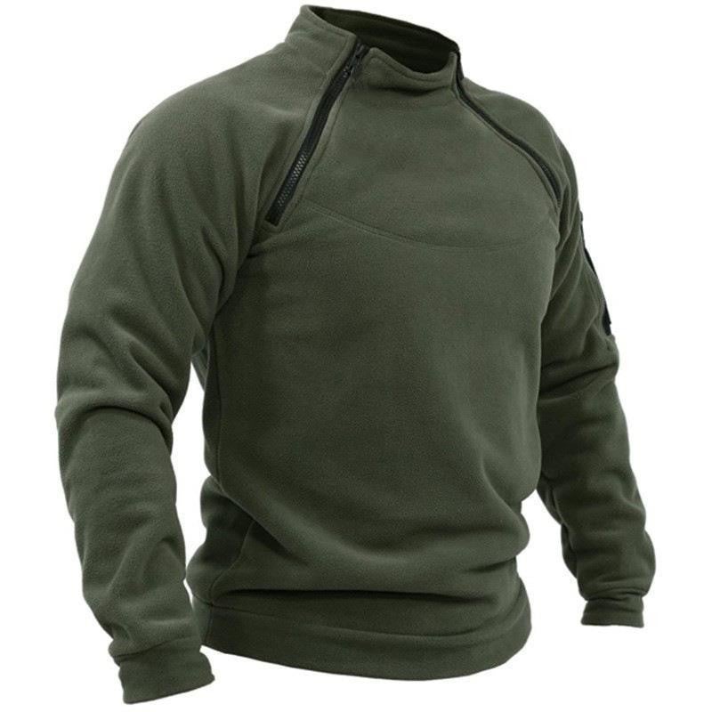 Stand Collar Men'S Sweater Loose Solid Color Outdoor Warm Breathable Tactical Men'S Top - Image 3
